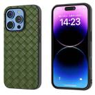 For iPhone 16 Pro Max Black Frame Woven Texture PU Phone Case(Green) - 1