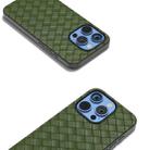 For iPhone 16 Pro Max Black Frame Woven Texture PU Phone Case(Green) - 3