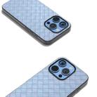 For iPhone 16 Pro Max Black Frame Woven Texture PU Phone Case(Light Blue) - 3