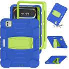 For iPad Pro 11 2024 3-Layer Silicone Hybrid PC Tablet Case(Blue Lime) - 1