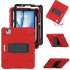 For iPad Air 11 2024 3-Layer Silicone Hybrid PC Tablet Case(Red Black) - 1