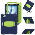 For iPad Air 11 2024 3-Layer Silicone Hybrid PC Tablet Case(Navy Blue Lime) - 1