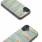 For iPhone 16 Plus Black Frame Color Lattice Texture PU Phone Case(Blue) - 2