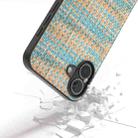 For iPhone 16 Plus Black Frame Color Lattice Texture PU Phone Case(Blue) - 3