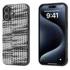 For iPhone 16 Plus Black Frame Color Lattice Texture PU Phone Case(Black) - 1