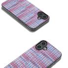 For iPhone 16 Plus Black Frame Color Lattice Texture PU Phone Case(Purple) - 2