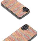 For iPhone 16 Black Frame Color Lattice Texture PU Phone Case(Tangerine) - 2