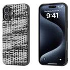 For iPhone 16 Black Frame Color Lattice Texture PU Phone Case(Black) - 1