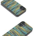 For iPhone 16 Black Frame Color Lattice Texture PU Phone Case(Gold) - 2