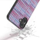 For iPhone 16 Black Frame Color Lattice Texture PU Phone Case(Purple) - 3