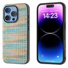 For iPhone 16 Pro Max Black Frame Color Lattice Texture PU Phone Case(Blue) - 1