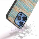 For iPhone 16 Pro Max Black Frame Color Lattice Texture PU Phone Case(Blue) - 3