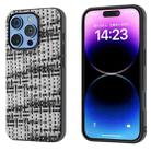 For iPhone 16 Pro Max Black Frame Color Lattice Texture PU Phone Case(Black) - 1