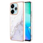 For Redmi 13 4G Electroplating Marble Dual-side IMD Phone Case(White 006) - 1