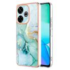 For Redmi 13 4G Electroplating Marble Dual-side IMD Phone Case(Green 003) - 1