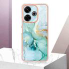 For Redmi 13 4G Electroplating Marble Dual-side IMD Phone Case(Green 003) - 2