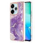 For Redmi 13 4G Electroplating Marble Dual-side IMD Phone Case(Purple 002) - 1