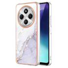 For Redmi 14C 4G Electroplating Marble Dual-side IMD Phone Case(White 006) - 1