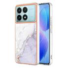 For Xiaomi Poco F6 Pro 5G Electroplating Marble Dual-side IMD Phone Case(White 006) - 1