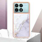 For Xiaomi Poco F6 Pro 5G Electroplating Marble Dual-side IMD Phone Case(White 006) - 2