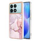 For Xiaomi Poco F6 Pro 5G Electroplating Marble Dual-side IMD Phone Case(Rose Gold 005) - 1