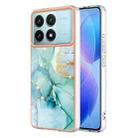 For Xiaomi Poco F6 Pro 5G Electroplating Marble Dual-side IMD Phone Case(Green 003) - 1