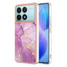 For Xiaomi Poco F6 Pro 5G Electroplating Marble Dual-side IMD Phone Case(Purple 001) - 1