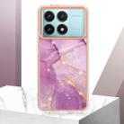 For Xiaomi Poco F6 Pro 5G Electroplating Marble Dual-side IMD Phone Case(Purple 001) - 2