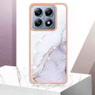 For Xiaomi 14T Electroplating Marble Dual-side IMD Phone Case(White 006) - 2