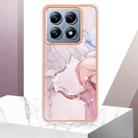 For Xiaomi 14T Electroplating Marble Dual-side IMD Phone Case(Rose Gold 005) - 2