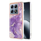 For Xiaomi 14T Electroplating Marble Dual-side IMD Phone Case(Purple 002) - 1