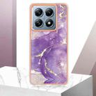 For Xiaomi 14T Electroplating Marble Dual-side IMD Phone Case(Purple 002) - 2