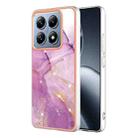 For Xiaomi 14T Electroplating Marble Dual-side IMD Phone Case(Purple 001) - 1