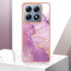 For Xiaomi 14T Electroplating Marble Dual-side IMD Phone Case(Purple 001) - 2