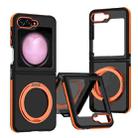 For Samsung Galaxy Z Flip5 Dual-Color Skin Feel 360 Rotating Holder Phone Case(Orange) - 1