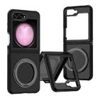 For Samsung Galaxy Z Flip5 Dual-Color Skin Feel 360 Rotating Holder Phone Case(Black) - 1