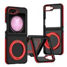 For Samsung Galaxy Z Flip5 Dual-Color Skin Feel 360 Rotating Holder Phone Case(Red) - 1