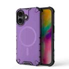 For iPhone 16 Grating Airbag Shockproof MagSafe Frosted Phone Case(Purple) - 1