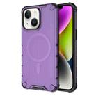 For iPhone 14 Plus Grating Airbag Shockproof MagSafe Frosted Phone Case(Purple) - 1