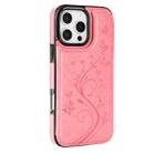 For iPhone 16 Pro Max Double Buckle Butterfly Embossing PU Phone Case(Pink) - 2