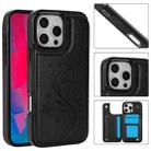 For iPhone 16 Pro Max Double Buckle Butterfly Embossing PU Phone Case(Black) - 1