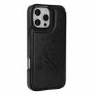 For iPhone 16 Pro Max Double Buckle Butterfly Embossing PU Phone Case(Black) - 2