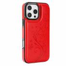 For iPhone 16 Pro Max Double Buckle Butterfly Embossing PU Phone Case(Red) - 2