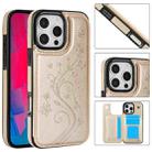 For iPhone 16 Pro Max Double Buckle Butterfly Embossing PU Phone Case(Gold) - 1