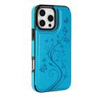 For iPhone 16 Pro Max Double Buckle Butterfly Embossing PU Phone Case(Blue) - 2