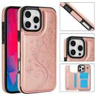 For iPhone 16 Pro Max Double Buckle Butterfly Embossing PU Phone Case(Rose Gold) - 1