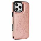 For iPhone 16 Pro Max Double Buckle Butterfly Embossing PU Phone Case(Rose Gold) - 2