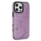 For iPhone 16 Pro Max Double Buckle Butterfly Embossing PU Phone Case(Purple) - 2