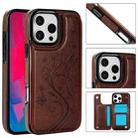 For iPhone 16 Pro Max Double Buckle Butterfly Embossing PU Phone Case(Brown) - 1