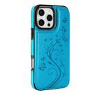 For iPhone 16 Pro Double Buckle Butterfly Embossing PU Phone Case(Blue) - 2